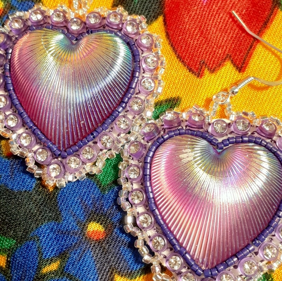 Purple Heart Shape Earrings (Limited Edition) - Picture 2 of 2